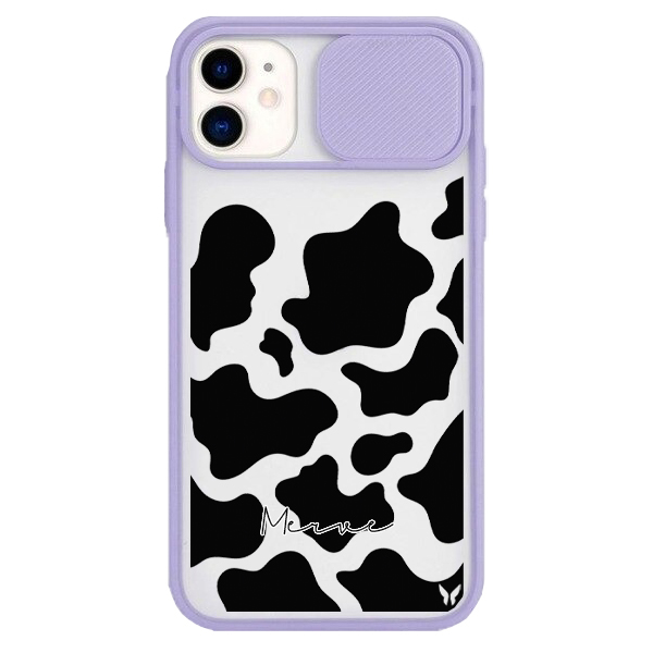 Cow Pattern Siyah İnek Kamera Sürgülü Kılıf