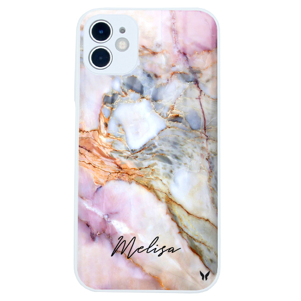 Pink Grey Marble Glossy Telefon Kılıfı