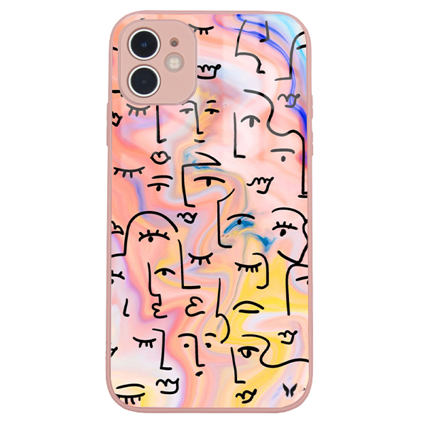 Rainbow line face Glossy Telefon Kılıfı