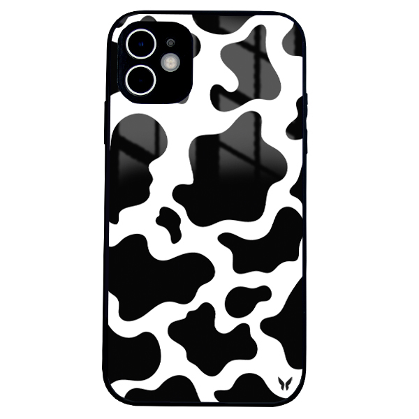 Cow Pattern Siyah Glossy Telefon Kılıfı
