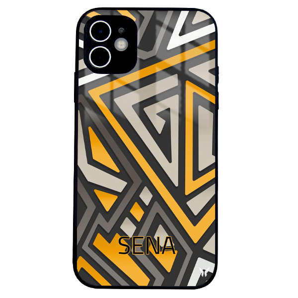 Geometrik Seri Gri Sarı Glossy Telefon Kılıfı