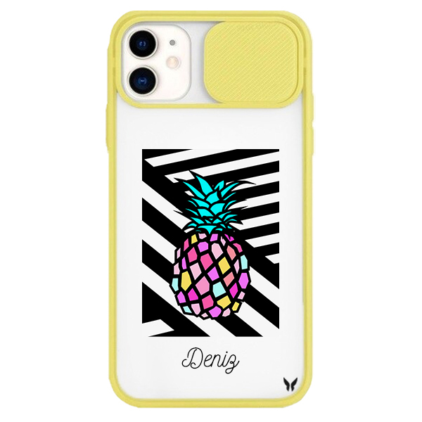 Renkli Ananas Kamera Sürgülü Kılıf